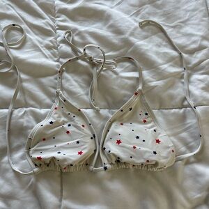 White Bikini Top with Red and Blue Stars